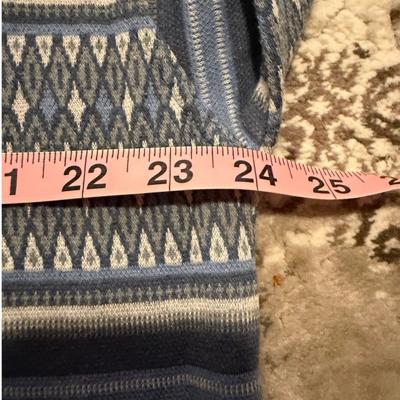 Honors Vintage Mens Large Blue Geometric Diamond Striped Long Sleeve Polo Shirt - Picture 8 of 10